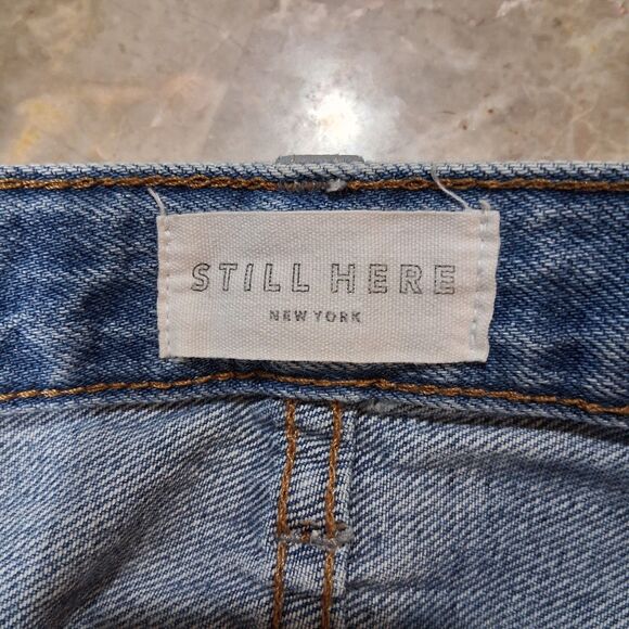 Still Here Childhood Jeans Hand Painted Line Blue Wash Stones & Rocks Size 24 - Picture 10 of 15